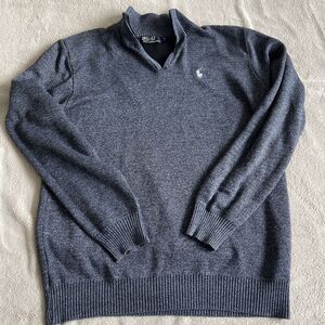 Polo Ralph Lauren Quarter Zip Sweater L Black Label Gray